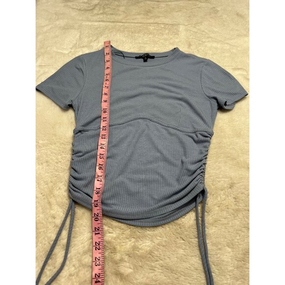 Mixed Threads Womens Ribbed Ruched Side Tie T-Shirt Top S Blue - Picture 5 of 6